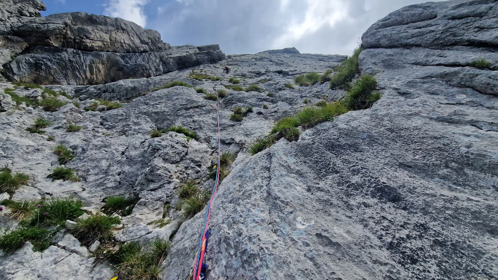 Paroi calcaire avec ressaut et arbres au pied